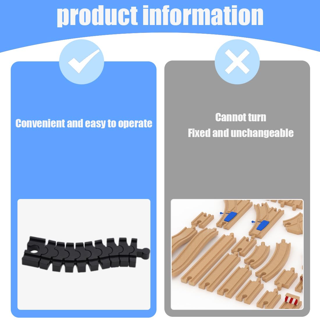 GXMG 2 Raíles Flexibles Curvables Para Trenes De Madera – Conectores De Vía De 14,2 Cm – Compatibles Con Haba, Eichhorn Y Lillabo