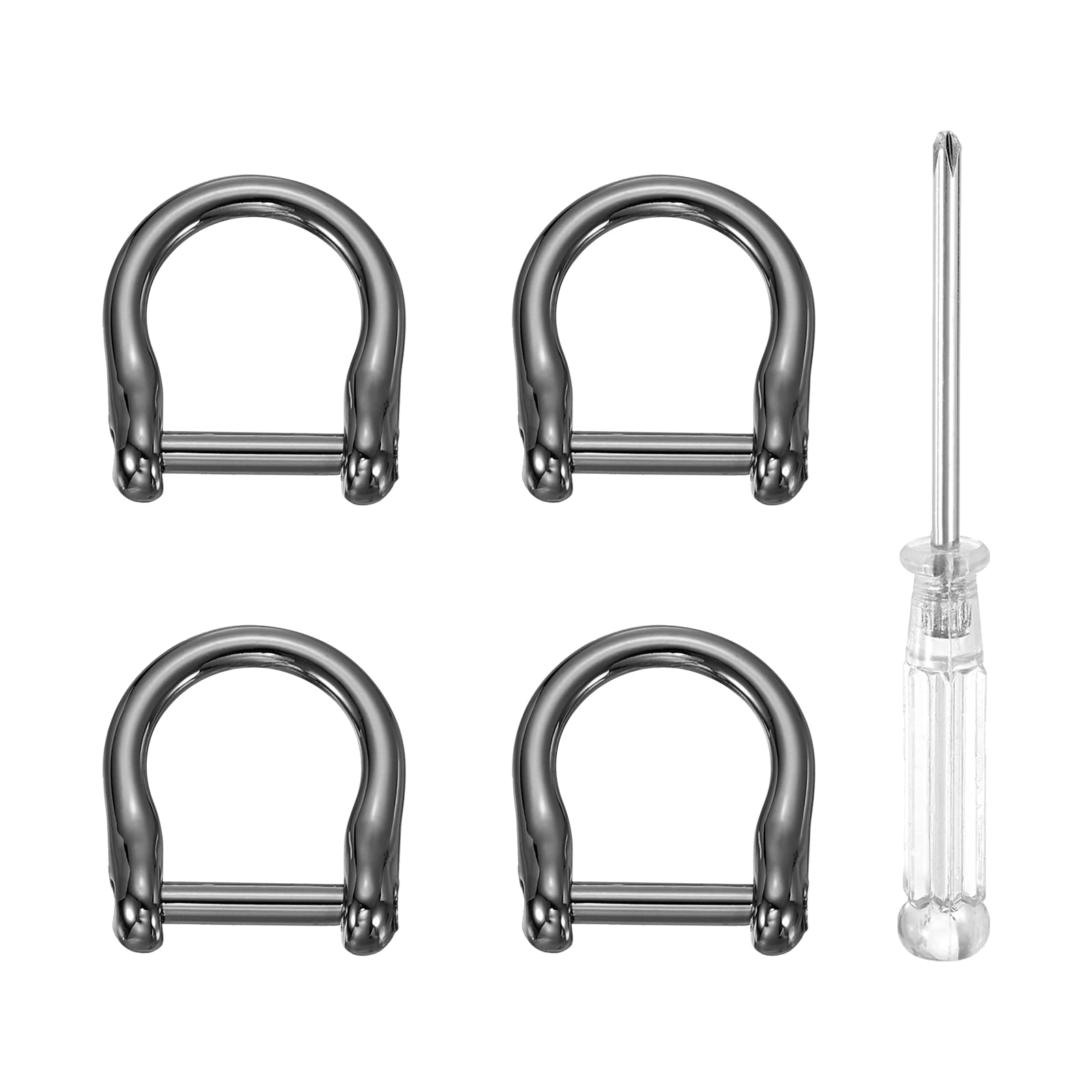 sourcing map D-Rings Screw in Shackle 1/2" U Shape Gun Black 4pcs