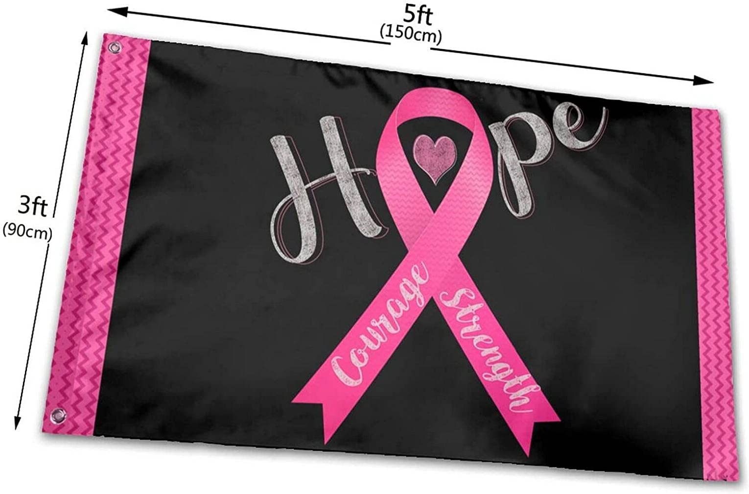 Gartenflagge Brustkrebs-Awareness – Hoffnung, Mut, Stärke Mit Pinkem Band, 31,8 X 45,7 Cm