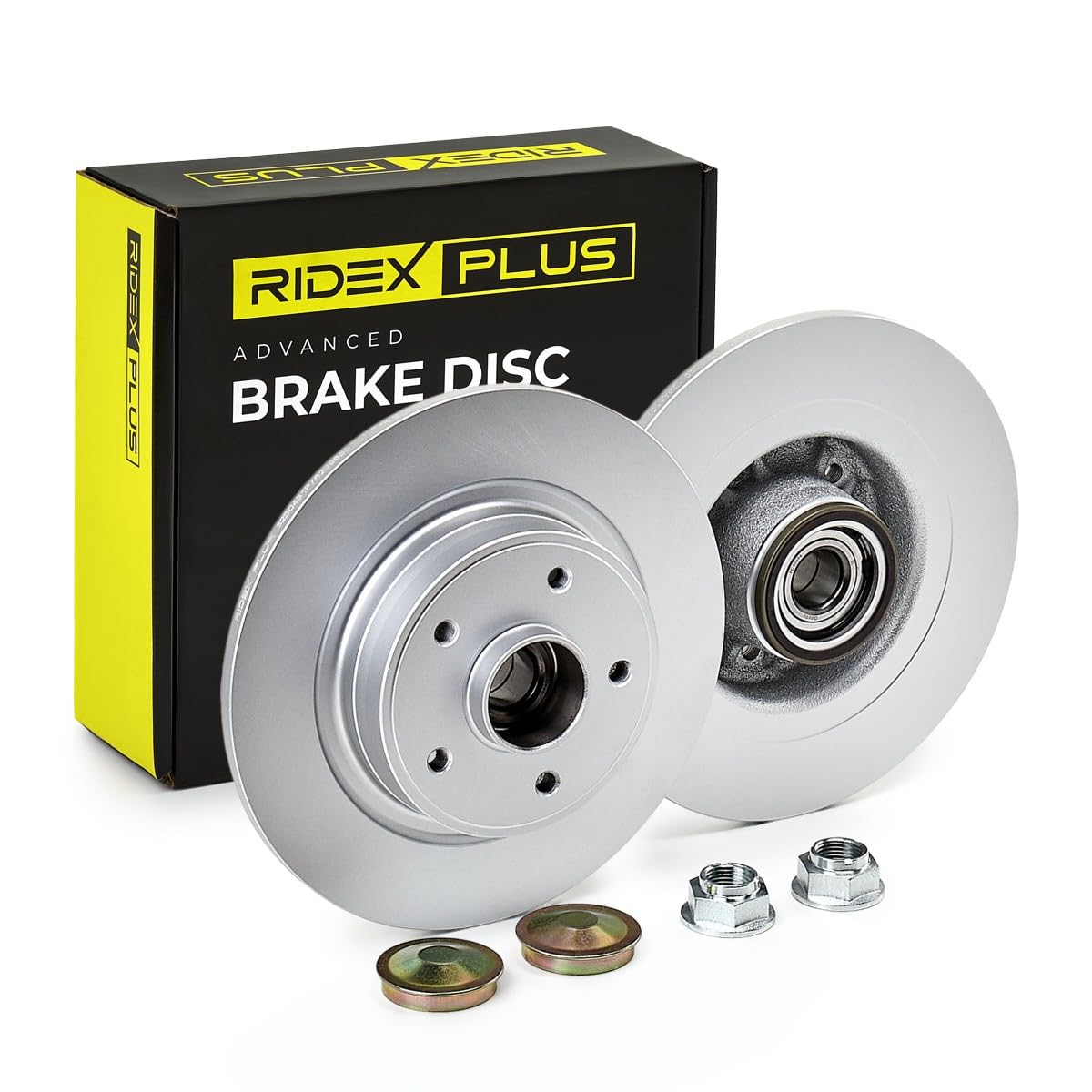 RIDEX PLUS 82B0431P 2x Disco freno Posteriore con dado asse con anello sensore magnetico integrato con cuscinetto ruota senza bullone fissaggio ruota con mozzo portaruota Compatibilità con RENAULT