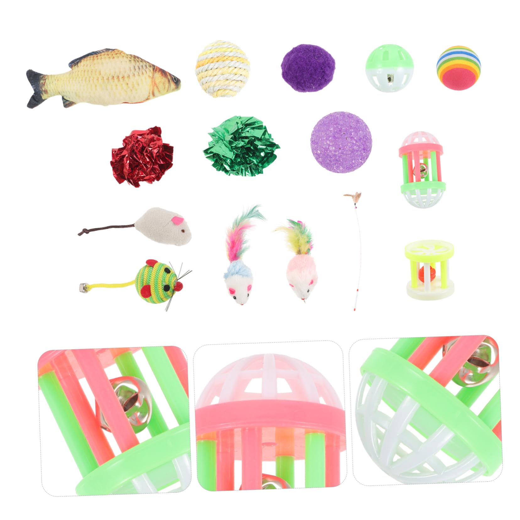 FRCOLOR 48stücke Teiliges Katzenspielzeug Set Für Katzen Interaktive Spielzeuge Mit Lustigen Mäusen Farbenfrohen Designs Und Einzigartigen Funktionen Für Stundenlangen Spielspaß Und