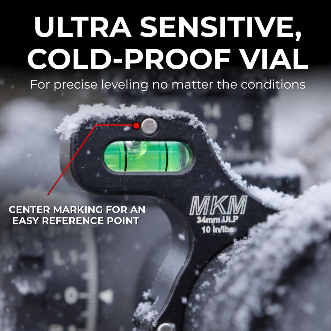 MK Machining Billet Scope Level Kit for 30mm and 34mm Tubes, Ultra-Low-Profile Anti-Cant Bubble Level, Hinged One-Bolt Clamp for Easy Installation, 6061 Aluminum, 7/64 in Allen Wrench Included