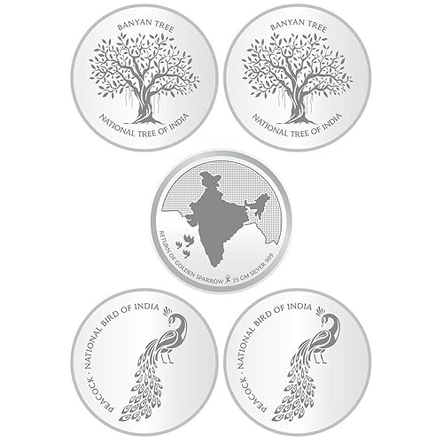 Sikkawala Pure 999 National symbol set of 5 in 25 Gm Round -125gm