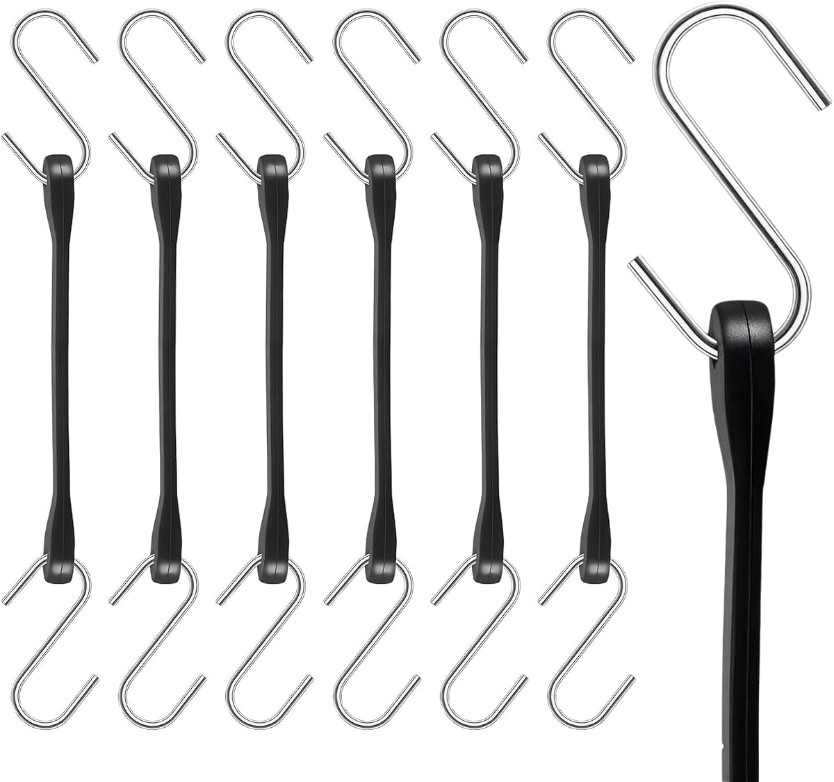 6 Inch Rubber Bungee Cords with Hooks, 6 Pack Bungee Cords with Hooks