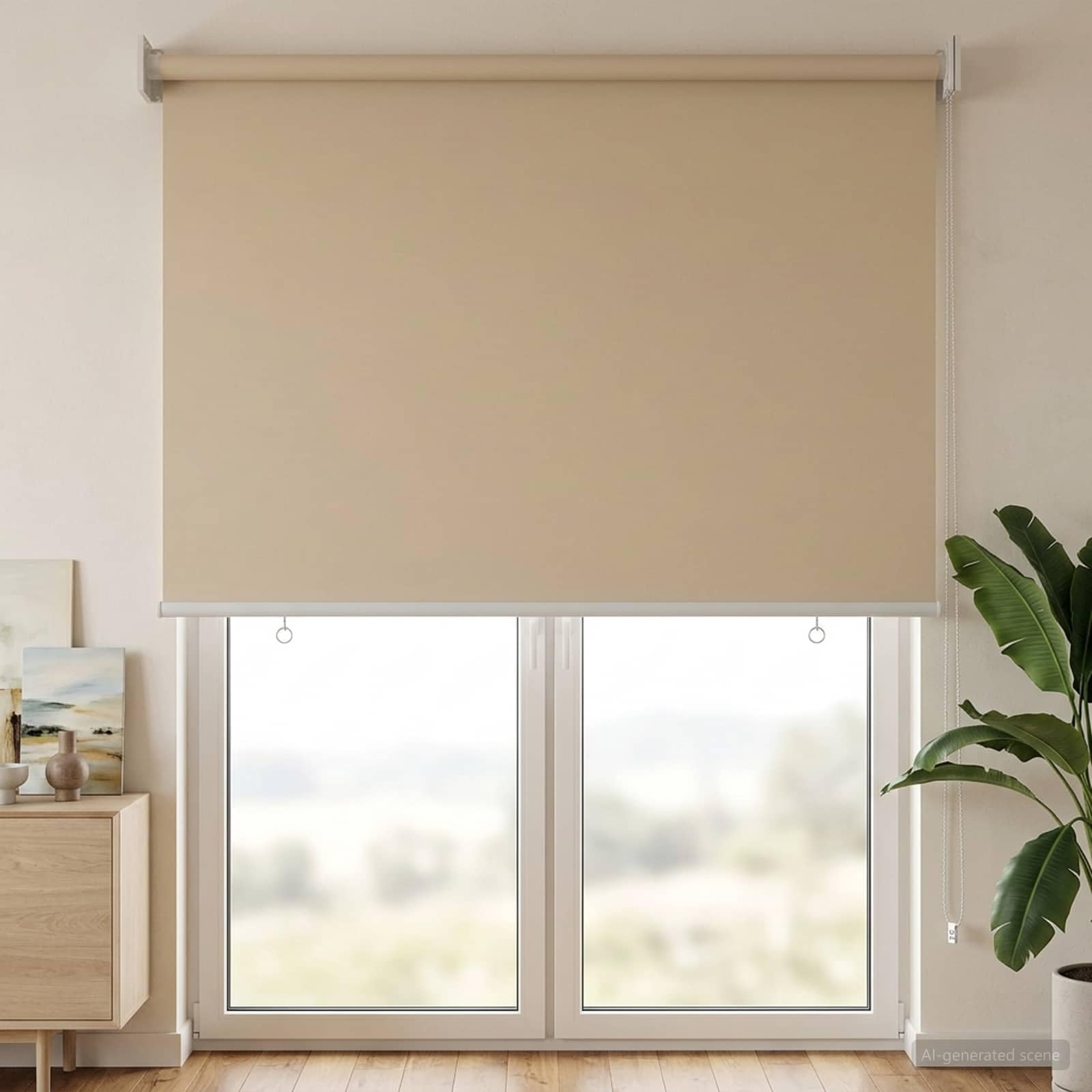 Tenda avvolgibile per esterni e interni, beige, 65 x 230 cm | Efficace protezione dagli sguardi indiscreti e protezione solare per giardino d'inverno, soggiorno o balcone