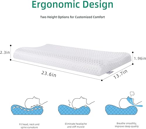 Miniatura 2 de SUQ I OME Slim Sleeper - Almohada delgada de látex para dormir, perfil delgado y bajo para dolor de cuello, estómago, dormir de espalda y dormir de