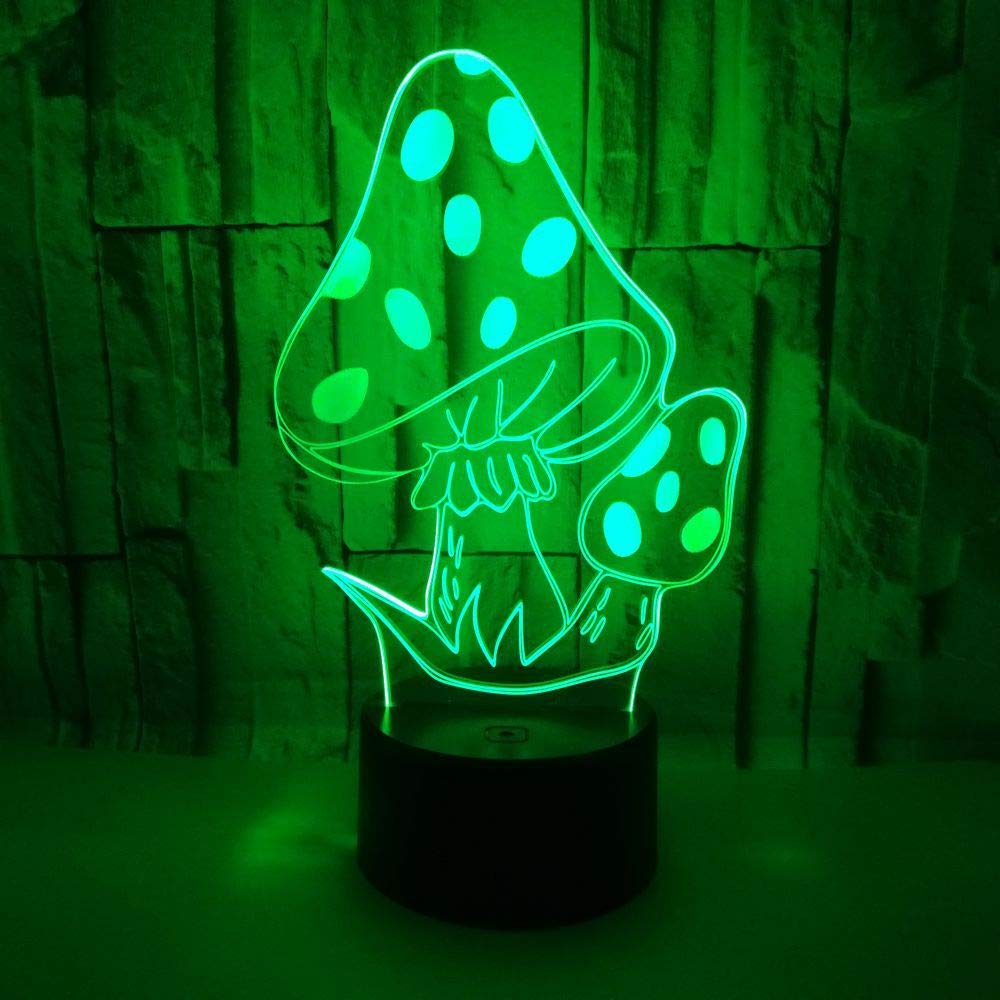 Magic Mushrooms 3D LED Table Lamp Psychedelic Mushrooms Night Light Optical Visual Illusion Lighting