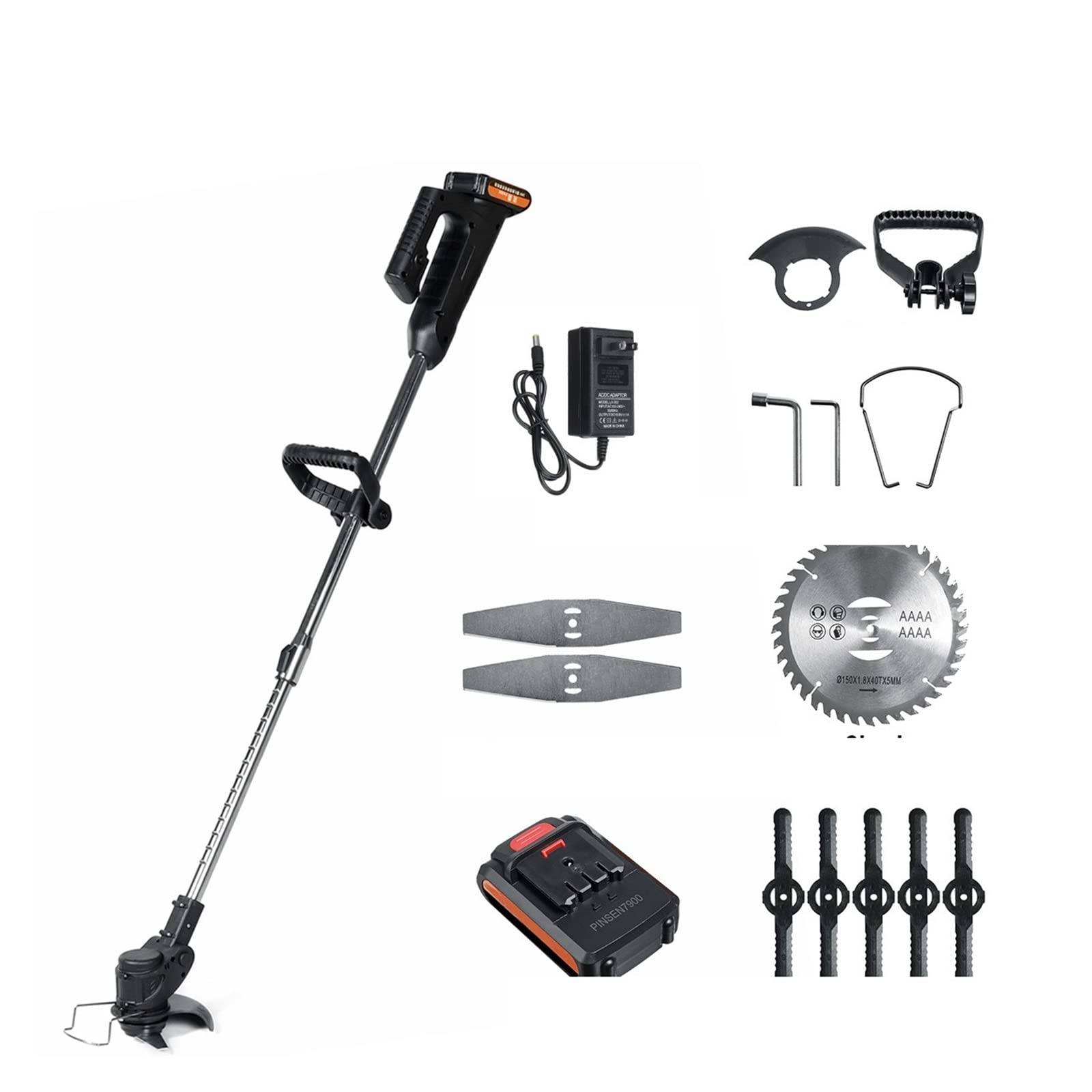 Taglia erba, Tagliaerba elettrico da 1000 W 24 V con batteria 22980 mAh a senza fili potatura giardino regolabile in lunghezza(1 Battery)