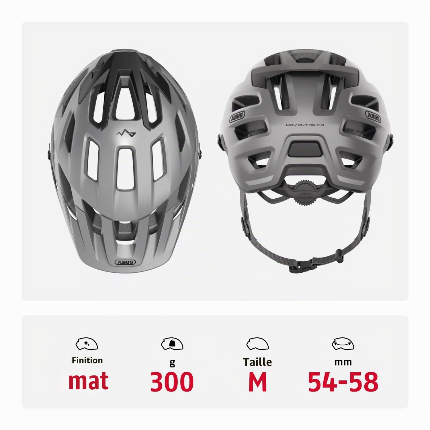 ABUS Casque VTT Moventor 2.0, Argent, Taille M