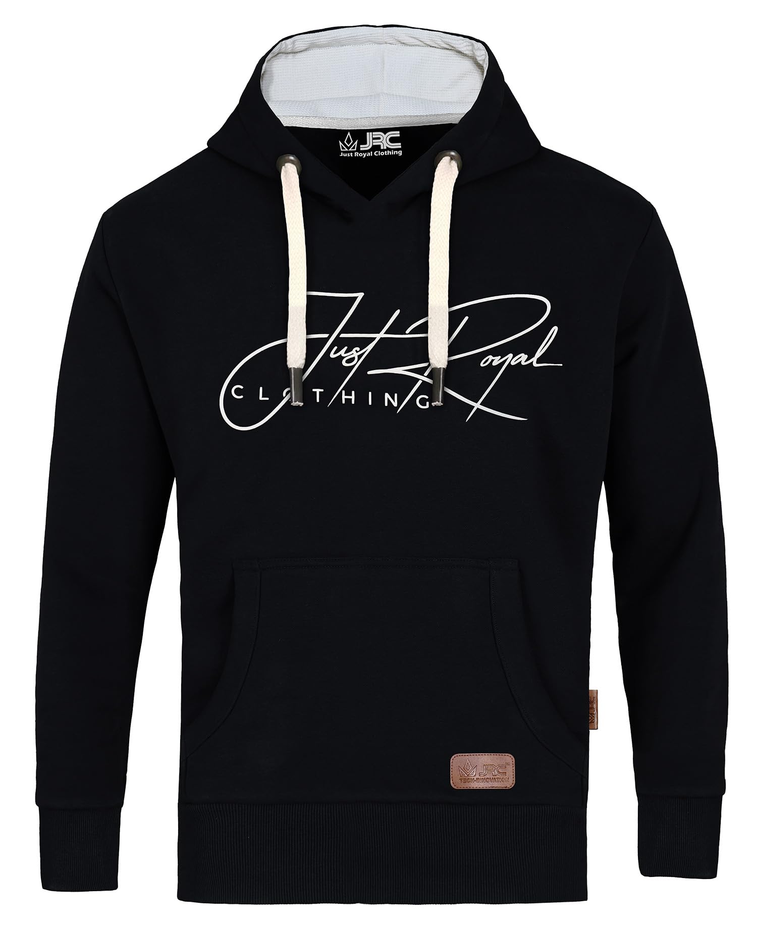 Jrc Just Royal Clothing Men's Black Pullover Fleece Hoodies With Thermal Hood Inner, Casual Hooded Sweatshirt Tops With Kangaroo Pockets (, M)
