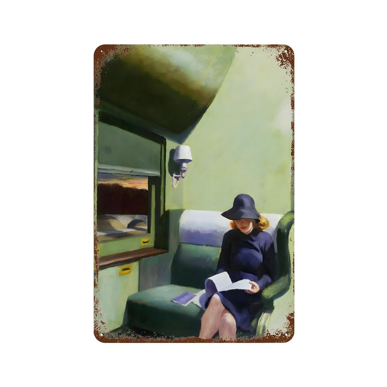 xiaoxiaoshen Automat By Edward Hopper Wall Decor Art Metal Tin Poster Modern Home Decor Art Home Bar Shop Decorations Vintage Sign 30x20cm