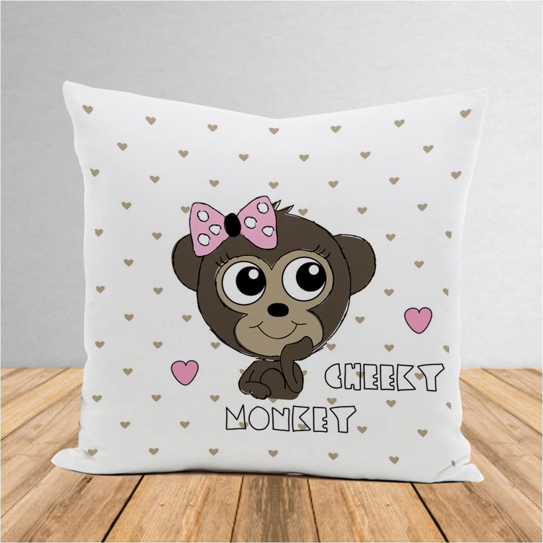 Khakee Valentine Day Gift Cheeky Monkey Quote Printed Red Cushion Cover 12x12 inches with Filler - Valentine Gifts for Girlfriend Boyfriend, Birthday Gift for Husband Wife(Kvd23012)