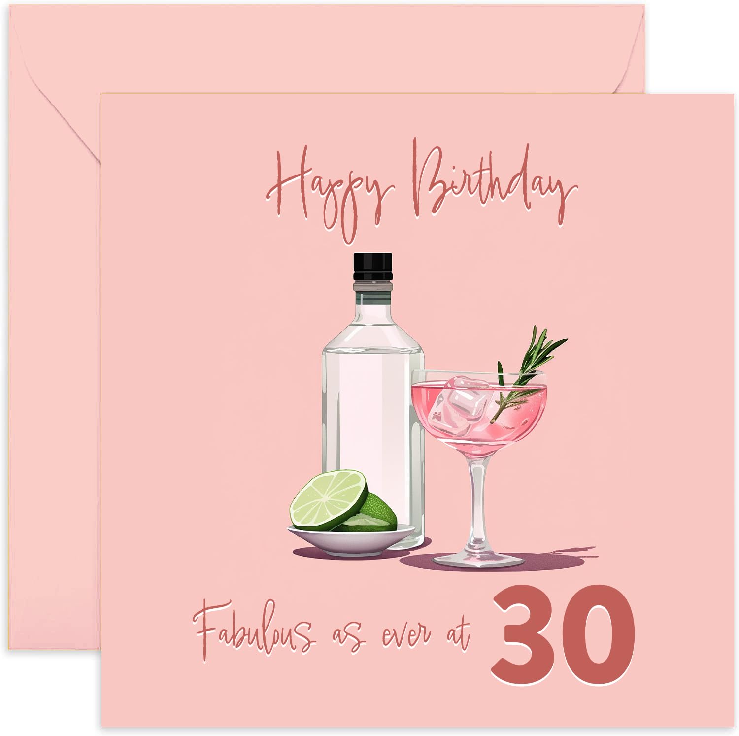 Old English Co. Pink Gin Geburtstagskarte – Lustige 30. Geburtstagskarte Für Frauen, Tochter, Schwester, Enkelin