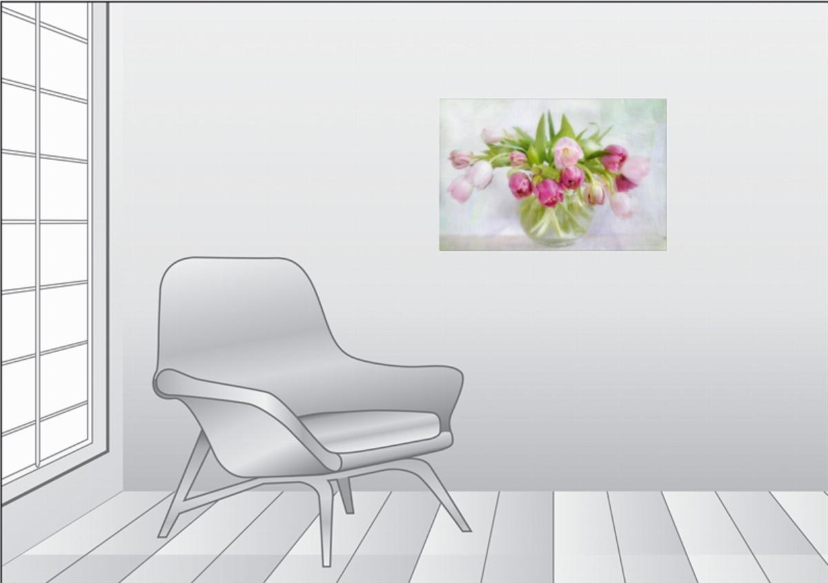 Premium Textil-Leinwand 75 x 50 cm Quer-Format Stillleben mit Tulpen | Wandbild, HD-Bild auf Keilrahmen, Fertigbild auf hochwertigem Vlies, Leinwanddruck von Lizzy Pe