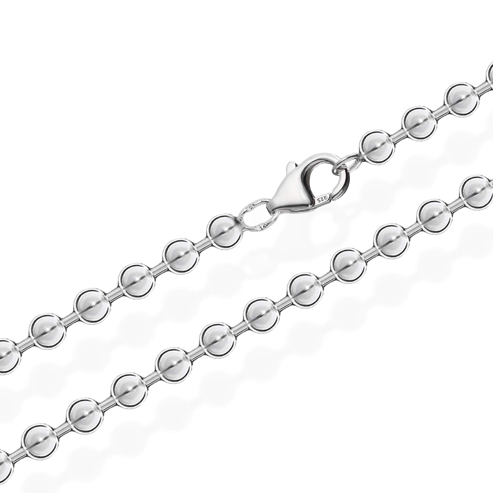 NKlaus 50cm cadena de bolas 4,5mm collar de plata de ley 925 collar de plata 4266