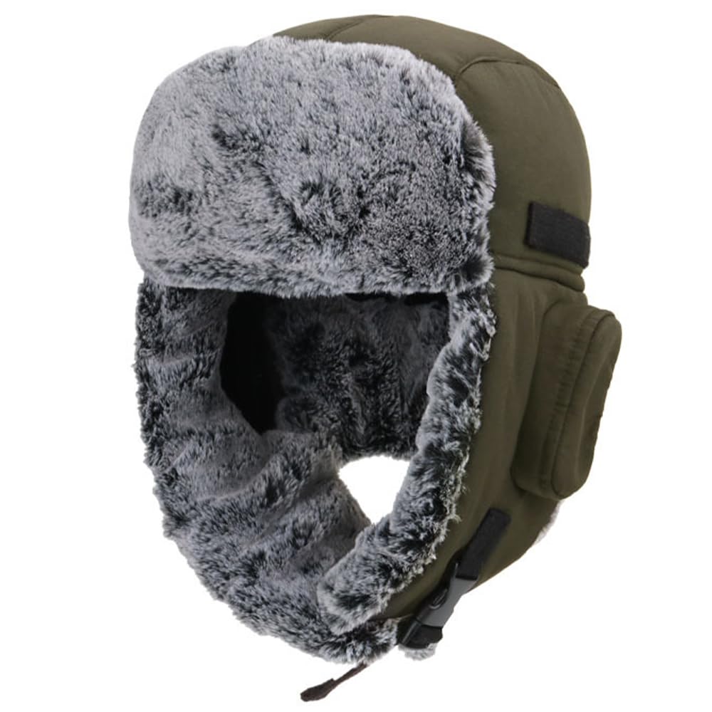 HunterBeeMen Winter Bomber Wool Ear Flap Russian Hat Women Warm Fleece Waterproof Trapper Ushanka Cap Outdoor Ski Hunting Teen