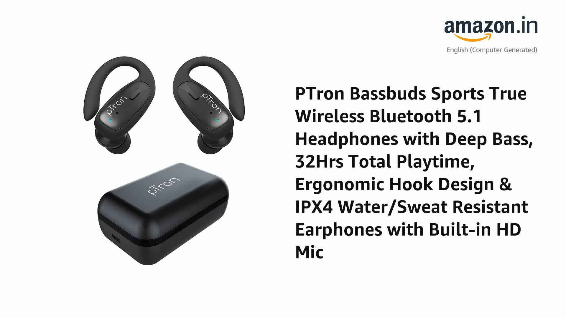 pTron Bassbuds Sports True Wireless 