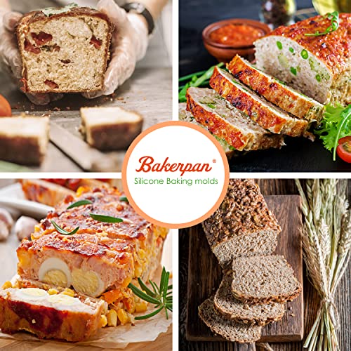 Bakerpan Silicone Loaf Pan For Baking, 9 Inch Cake Mold, Rectangle Shape Bread Pan, Purple - Set Of 2 #TOP3