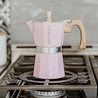 Vista 7 de GROSCHE Milano Moka - Olla cafetera de expreso para estufa, Cafetera Greca, Cafetera y máquina de expreso percoladora para estufa (Rosa, 9 tazas)