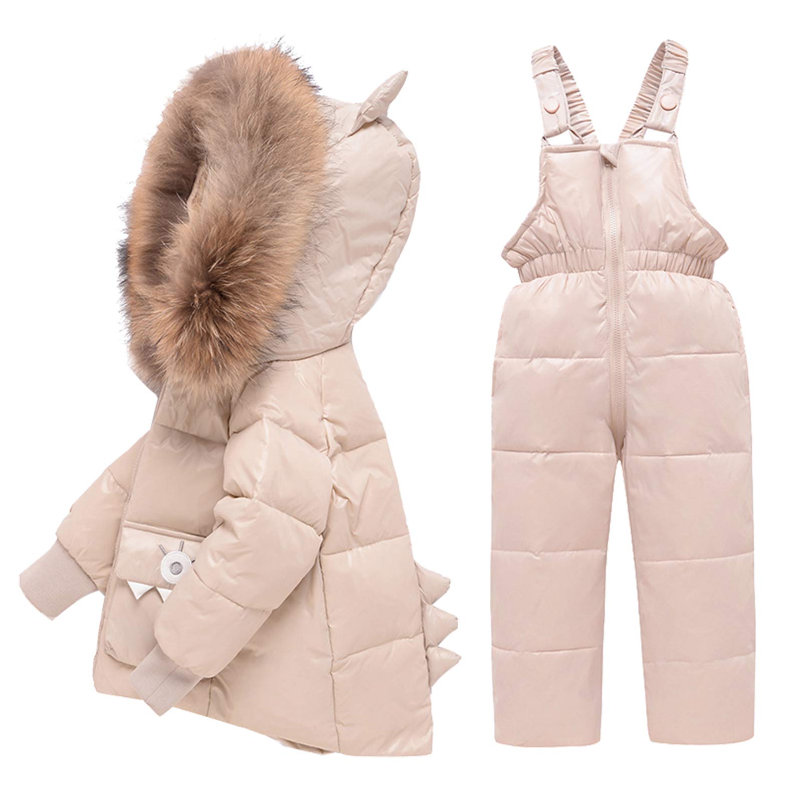 amropi Combinaison de Ski Bébé Filles Veste de Duvet à Capuche et Pantalons de Neige 2 Pièces Hiver Ensemble de Ski pour 1-5 Ans