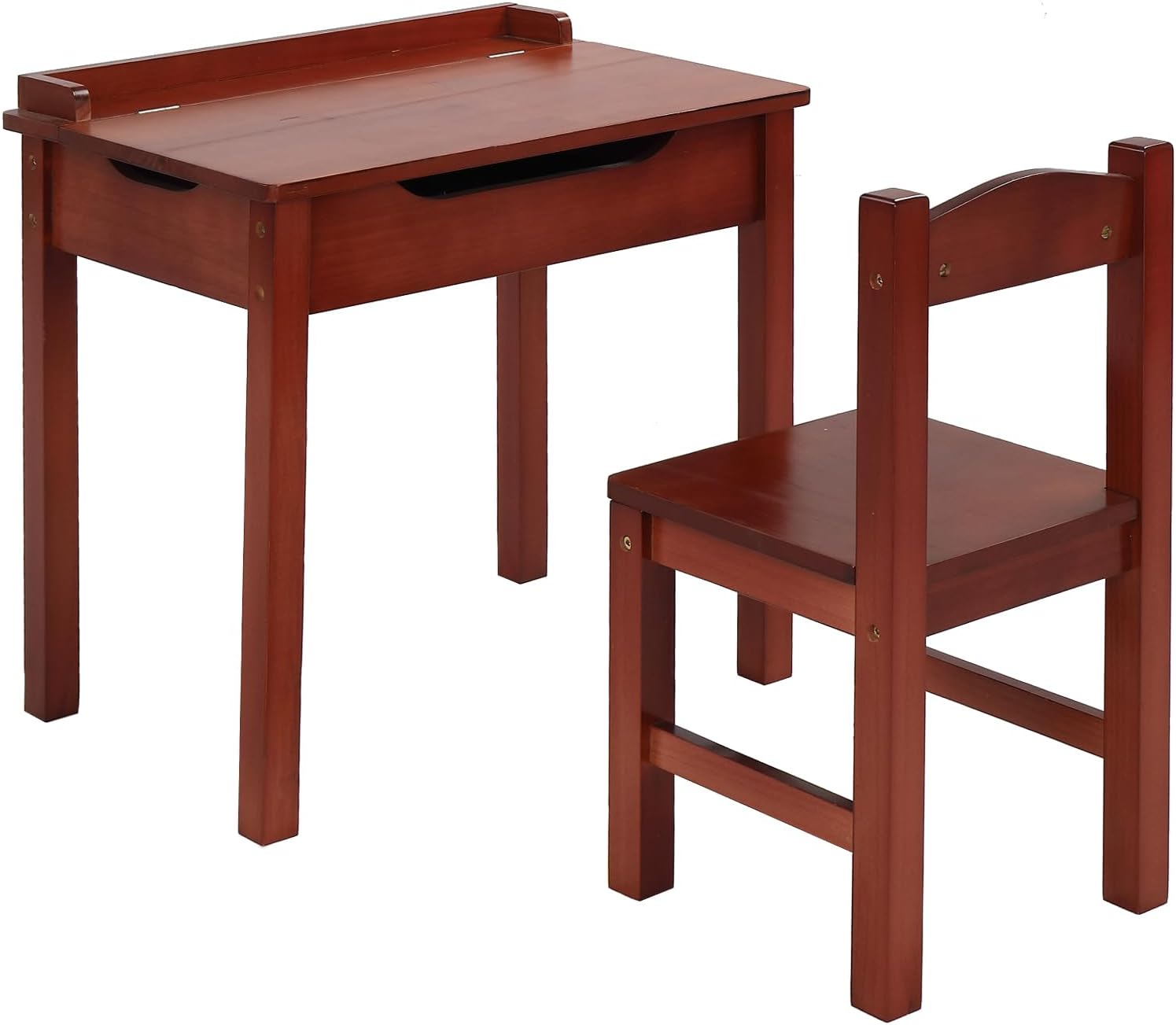 Vasitelan Kids Table and Chair Set, Flip Top Wooden Study Desk w/Chair for Playroom, Wood Activity Table Set w/Storage Space (Coffee) - Image 1 of 6