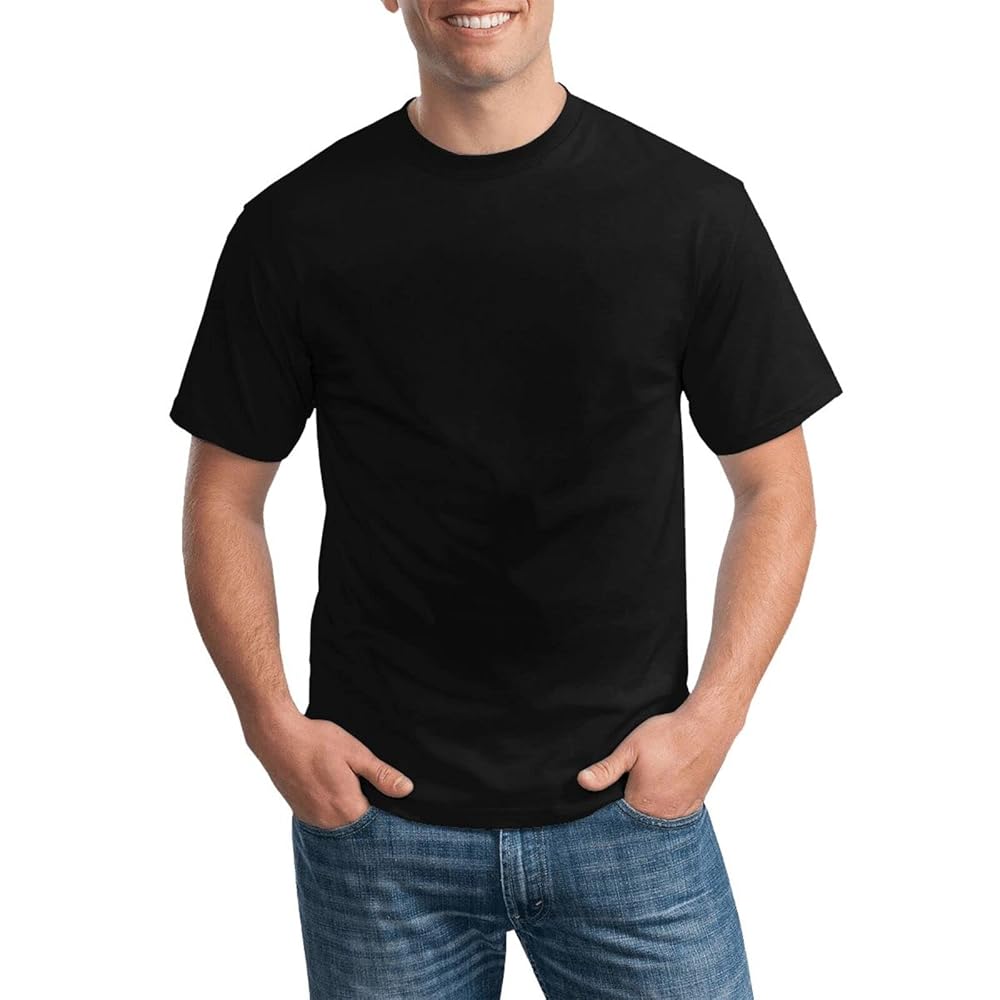 Men's Short Sleeve T-Shirt Solid Color Round Neck 100