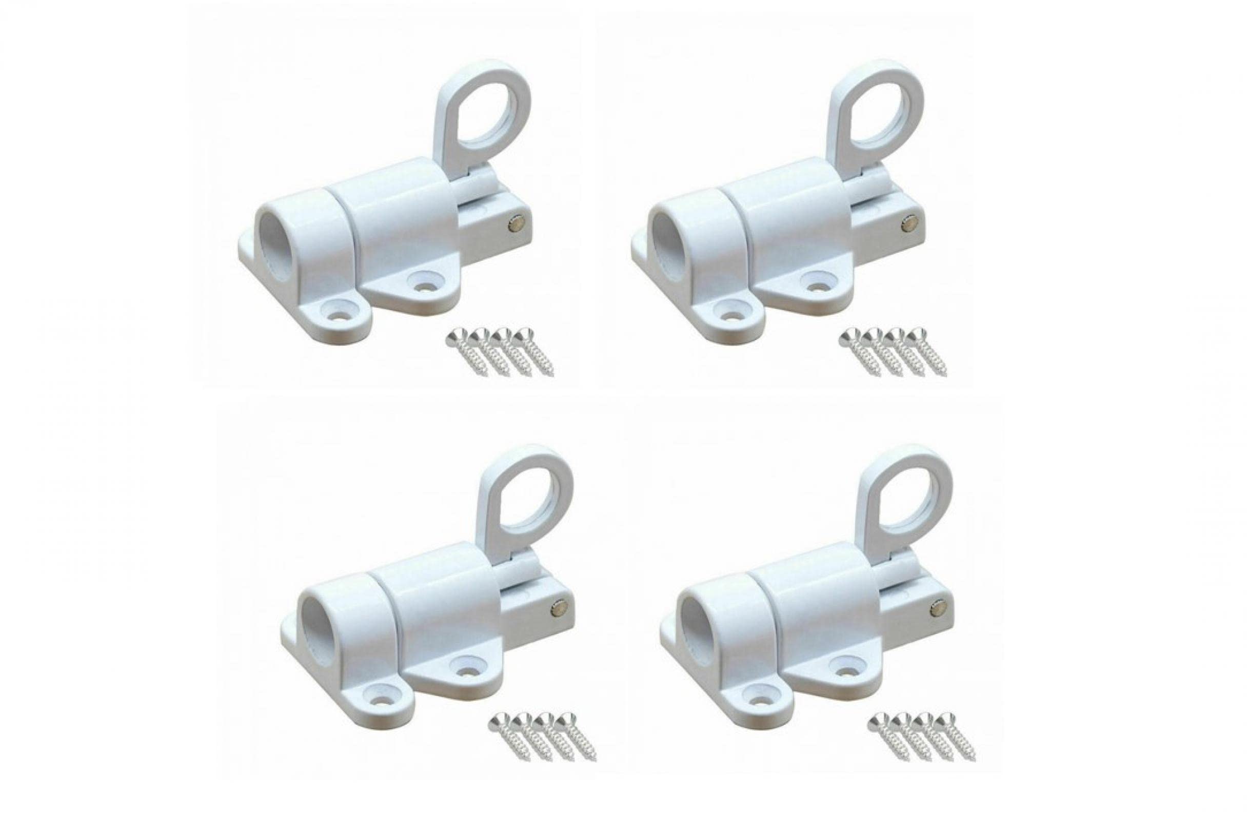 RANRAO 4PCS Aluminium Alloy Door Latch Sprung Attic Loft Ceiling Hatch Lock Catch Tool, Door Spring Bolt Aluminum Alloy Security Automatic Window Gate Latch Bounce Lock for Shed Doors Gates White