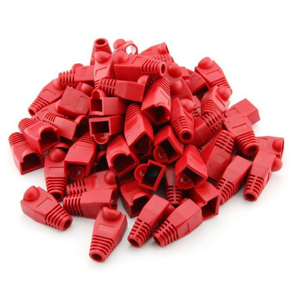 GFORTUN 100pcs RJ45 Cat6 Cat5E Ethernet Cable Snagless End Boots Cap Connector Cover Modular (Red)