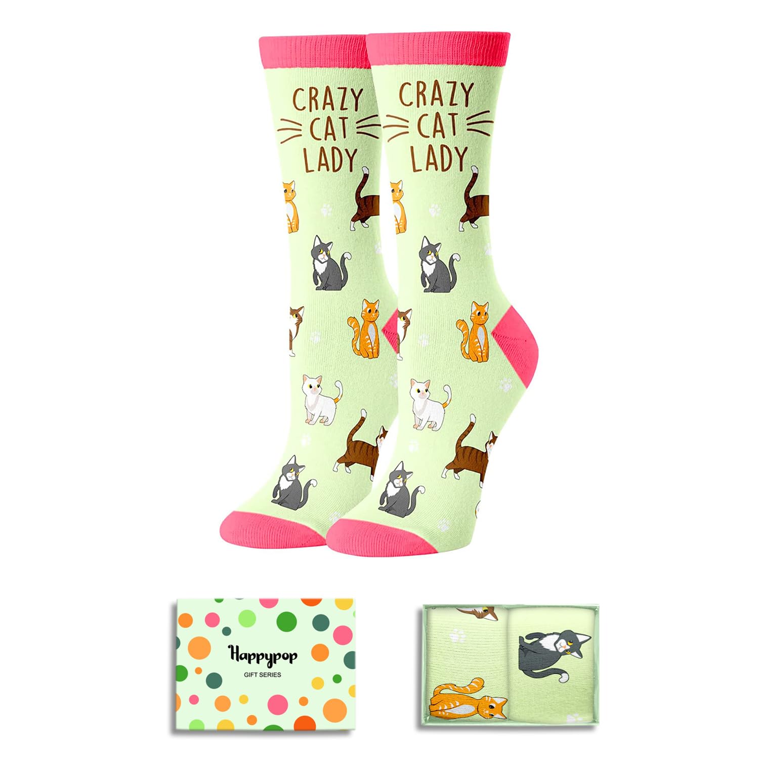 HAPPYPOP Crazy Chicken Socks for Women - Funny Crazy Chicken Cat Bee Lady Gifts for Lovers