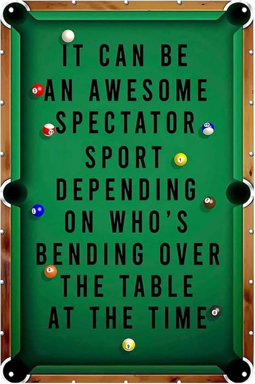 EKFBQBGW Vintage Billiard Rules Pool Table Tin Sign Sports Themed Metal Wall-Art Decor for Game Room Man Cave Bar 8 X 12 in