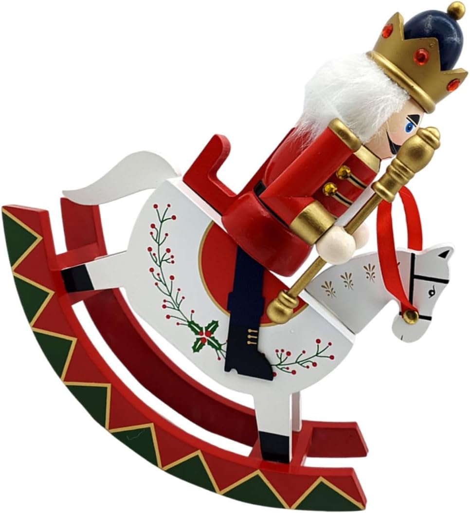 jojofuny Christmas Nutcracker Desk Figurine Large Hand-Painted Wooden Nutcracker Soldier Table Ornament for Holiday Home and Party Decoration