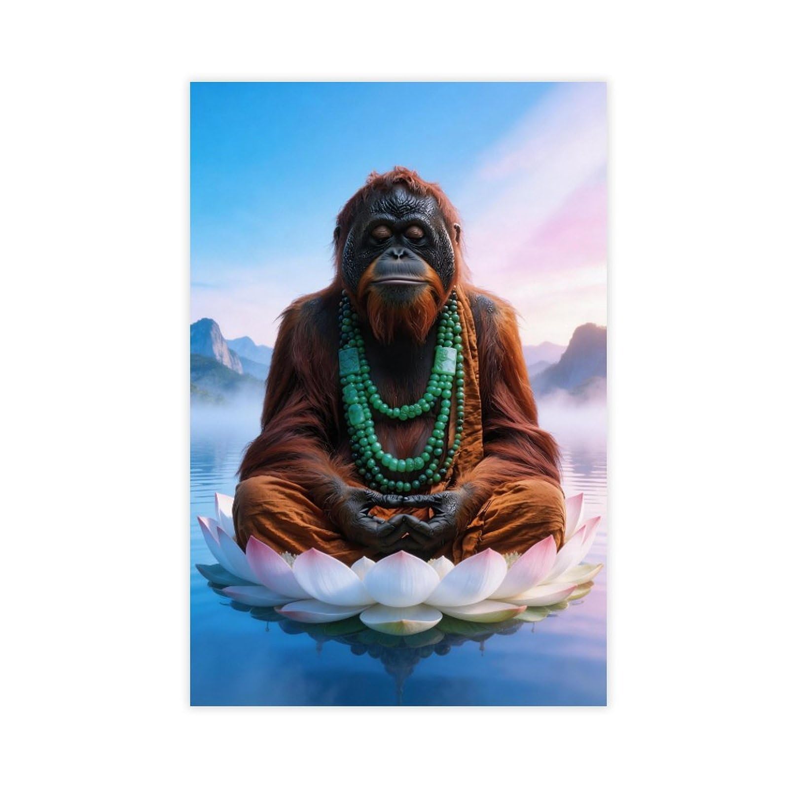 Bareronor Zen Ape Meditating Canvas Poster for Bedroom Decor Gift