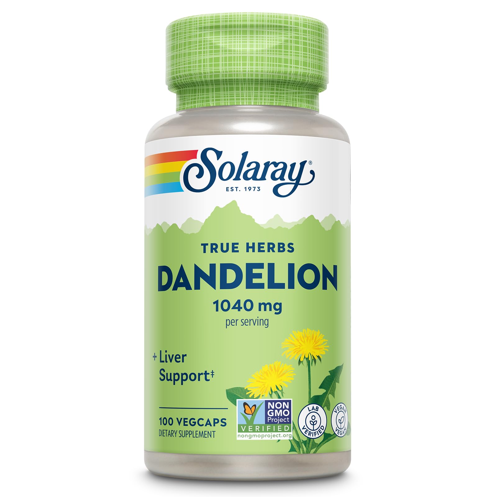SOLARAY Dandelion Root Supplement - Healthy Kidney and Liver Support - 1,040 mg per Serving - Vegan, Lab Verified, 60-Day Guarantee - 50 Servings, 100 VegCaps