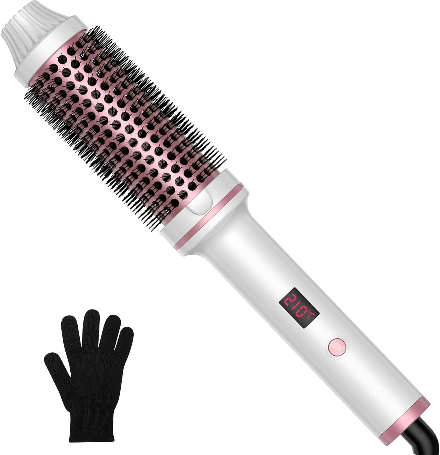 Thermal Brush,10 Temperatures LCD Display Upgrade to 400°F 1.5 in Heated Round Brush Curling Iron Heated Ceramic Tourmaline Ionic Comb 110-240V Volum