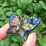 ARrase Labradorite Bleue à la Main Crved Owl Pierres de Papillon en Cristal Poli, Hibou décoration de la Chambre (Color : Butterfly)