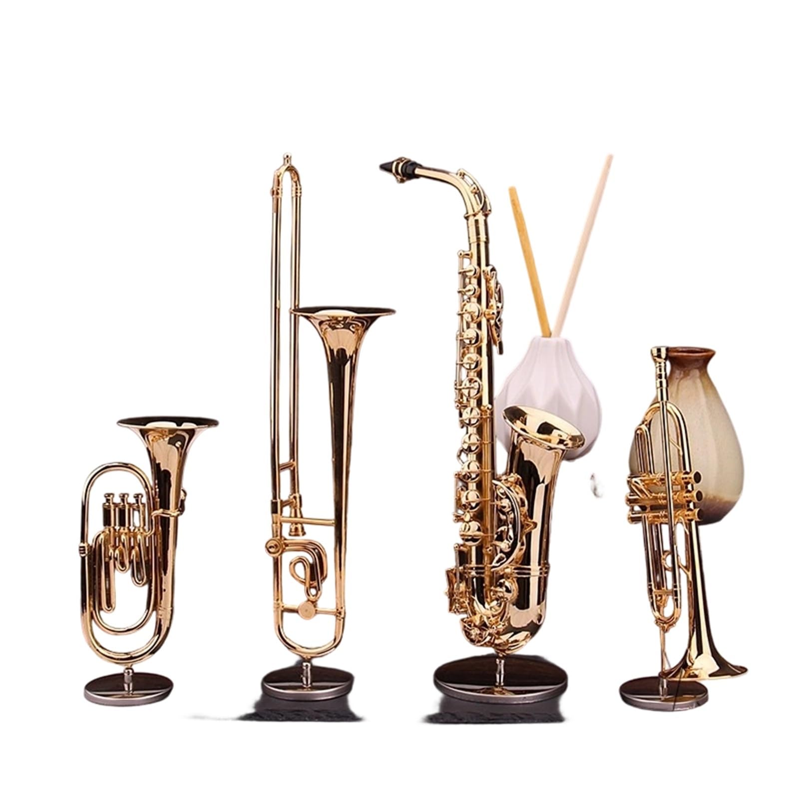 Miniature Di Strumenti Musicali Set Di Ornamenti In Miniatura Per Fagotto Modello Flauto Sassofono Soprano Da Soggiorno(15cm baridon)