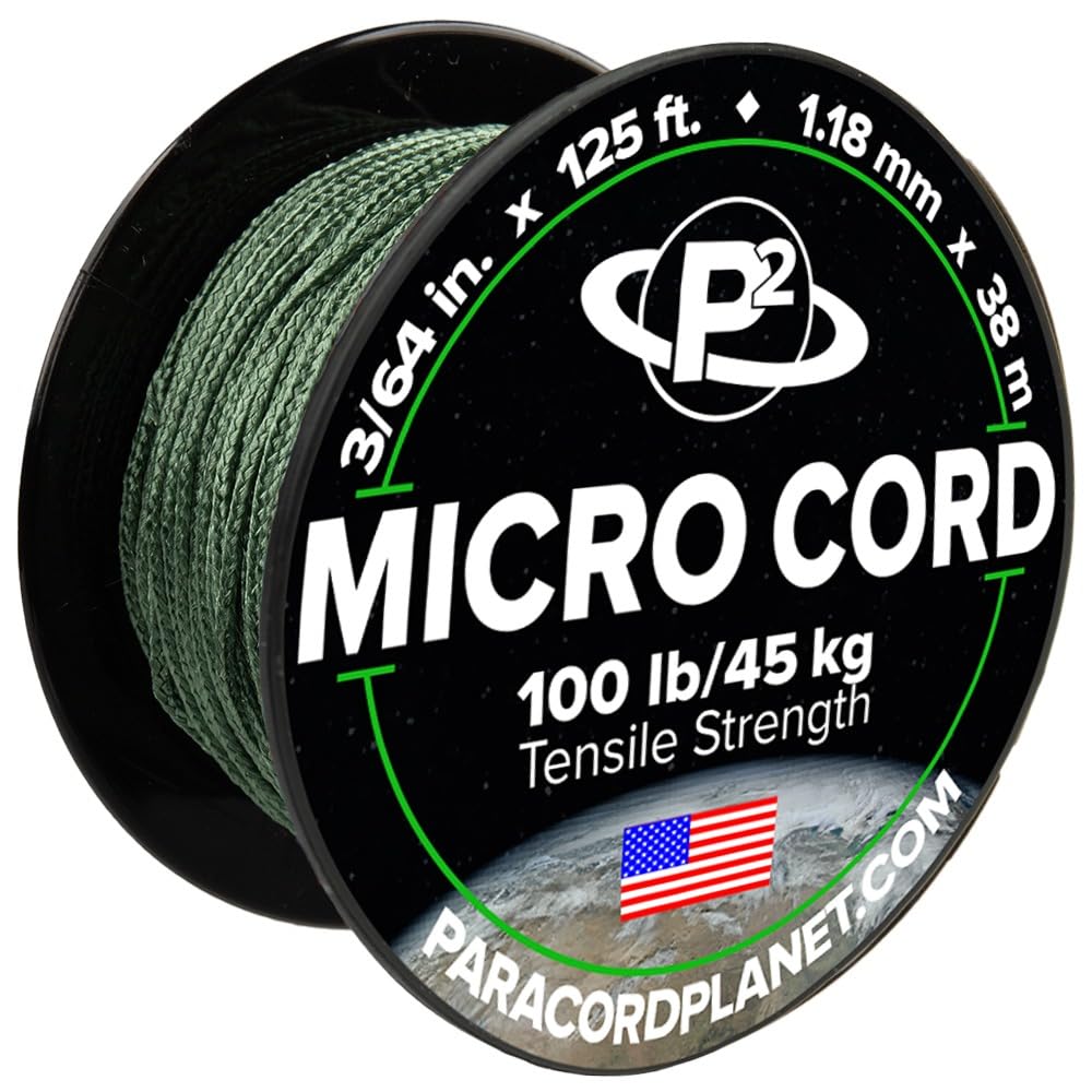 Paracord Planet Micro Paracord – Thin Braided Cord for Crafting, Fishing, and DIY Projects in 125 ft Spools – Sage Green — image 1