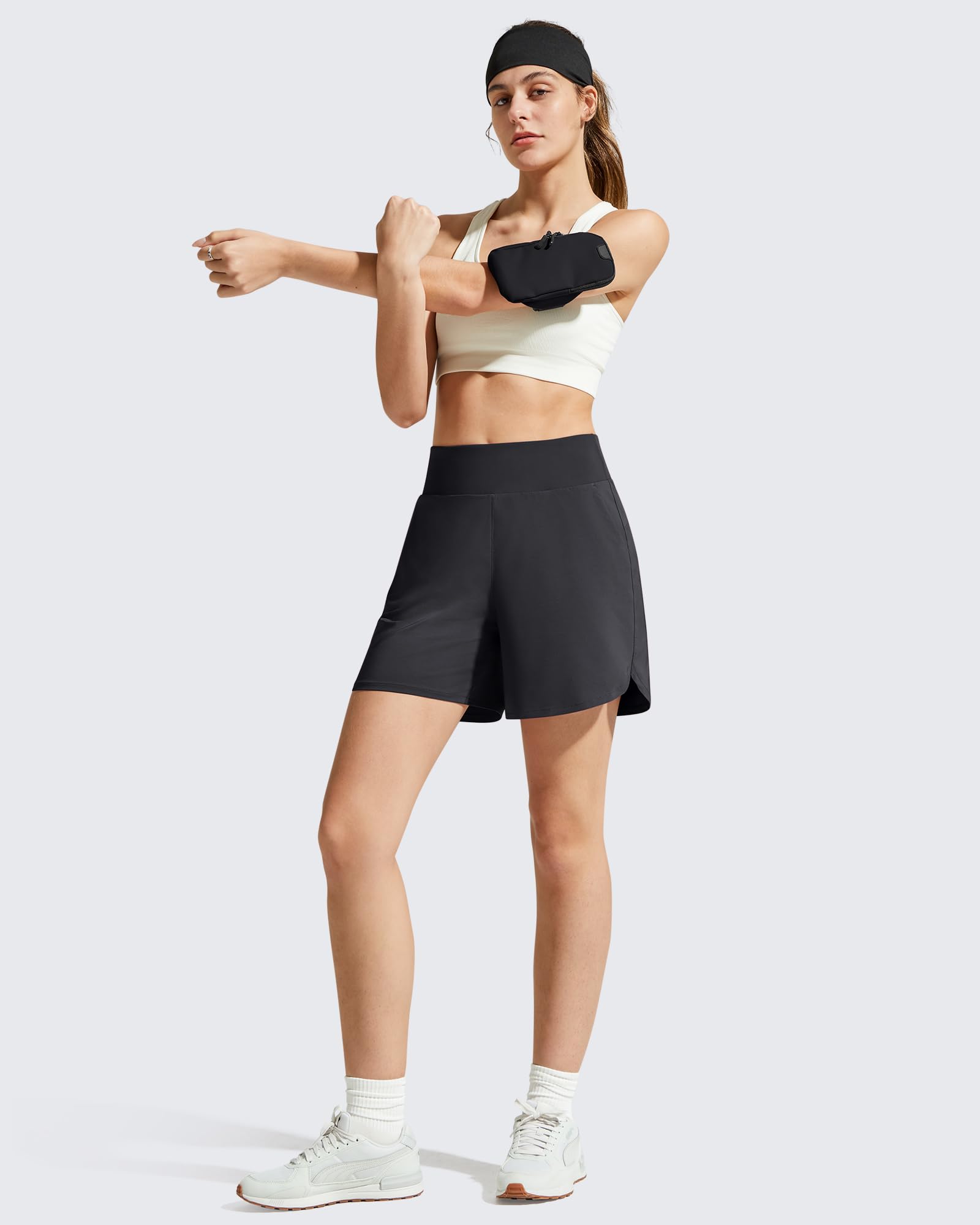 G4Free Sport-Shorts für Damen, hohe Taille, leicht, lässig, Lauf-Shorts, Innenfutter mit Taschen