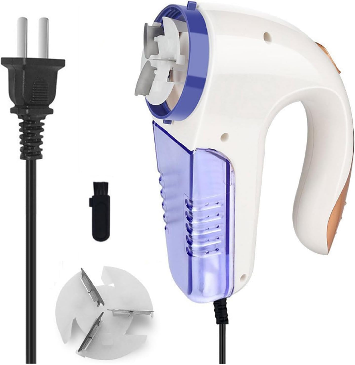 毛玉取り 毛玉クリーナー 電動 パワーの落ちない コンセント式 毛玉取り 電動 コード式 強力3枚ブレード 大容量集毛タンク 衣類を傷めない設計 毛玉クリーナー ホワイト (ブラシ付き)