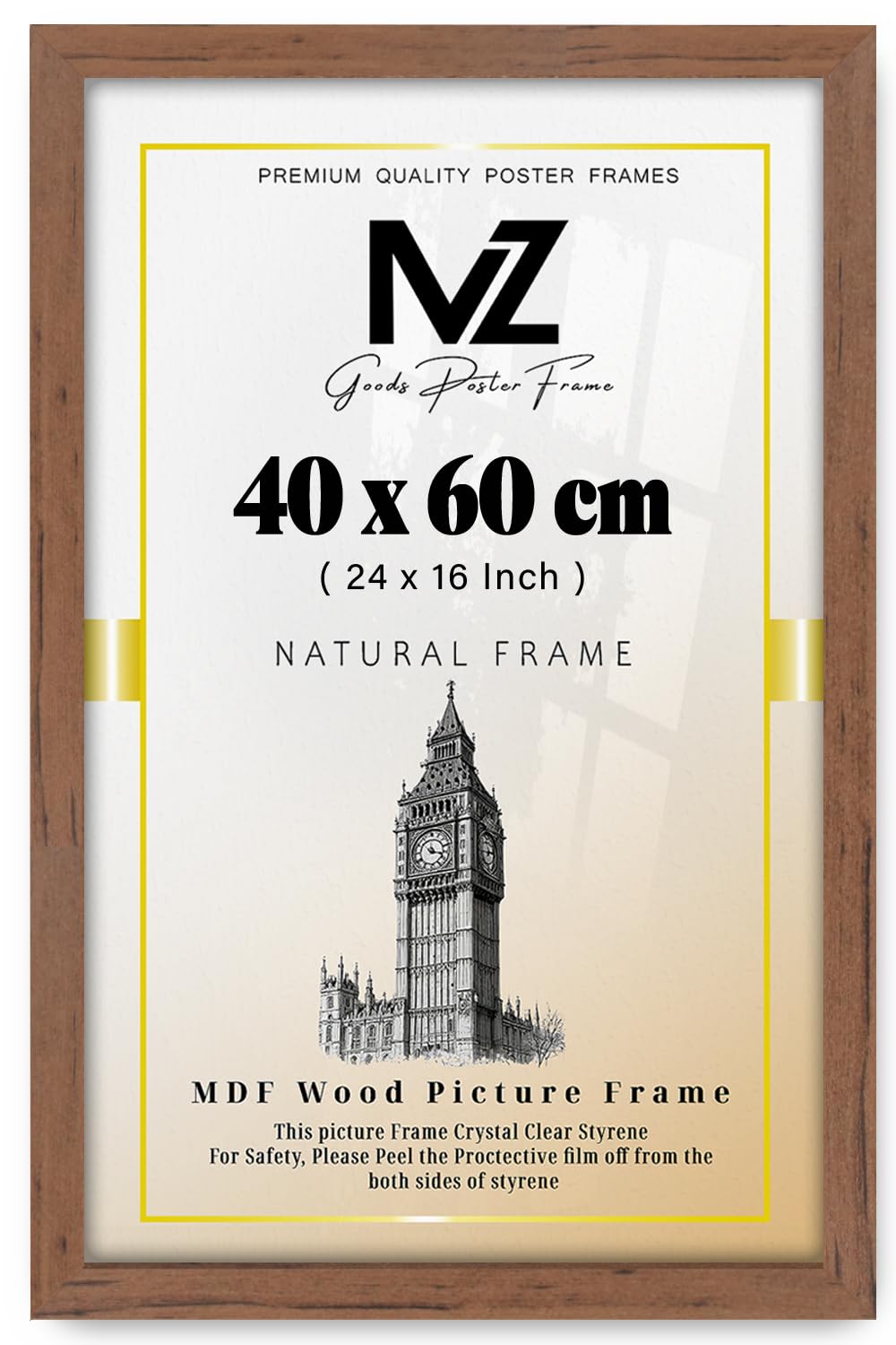 Mz Goods Walnut | Flat Style 16 Inch X 24 Inch Gallery-Style (40 X 60 Cm) Picture Frame | Signature Collection [ ]