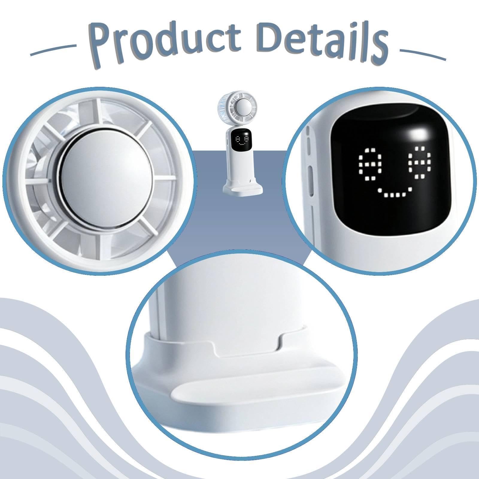 Homyl Ventilatore Portatile Ad Alta velocità Regolabile, Formato Tascabile, Compatto, Ideale per attività All'aperto, Vacanze, Lavoro, Bianco