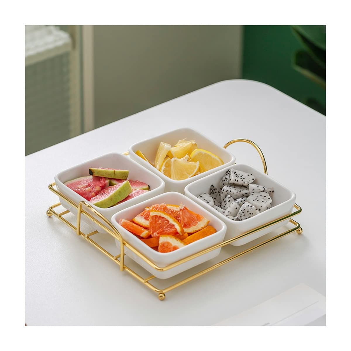 Ciotoline da Snack Piatto in ceramica a quattro grigni a casa con piastra di frutta snack snack moderna piatto di snack snack creativo snack caramelle piatto di frutta seccata Piatti Snack Ceramica (