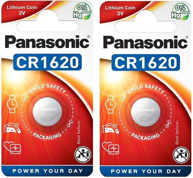 2 x Panasonic CR1620 1620 3V Lithium Batteries
