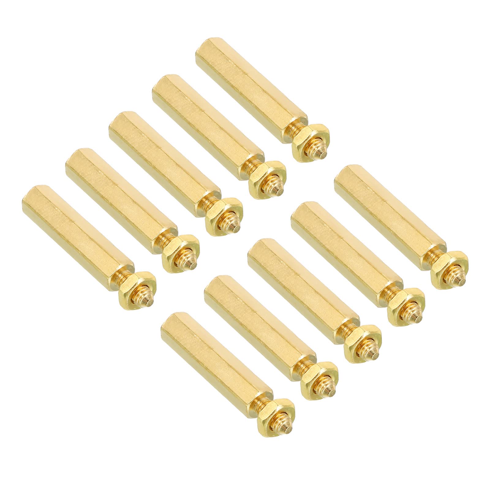 PATIKIL 20mm+6mm M3 Standoff Screws, 40 Pack Brass Hex PCB Standoffs Nuts for Motherboards, Computer Cases, Circuit Boards, Electronics, Gold Tone-image-22