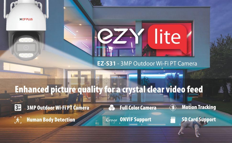 Image of CP PLUS 3MP WI-FI CCTV Camera | 360 View | Colour Night Vision | Built in Mice & Speaker|2-Way Talk |Motion Tracking |SD Card Support (Upto 256GB) | IR Distance 25 Mtr | EZ-S31