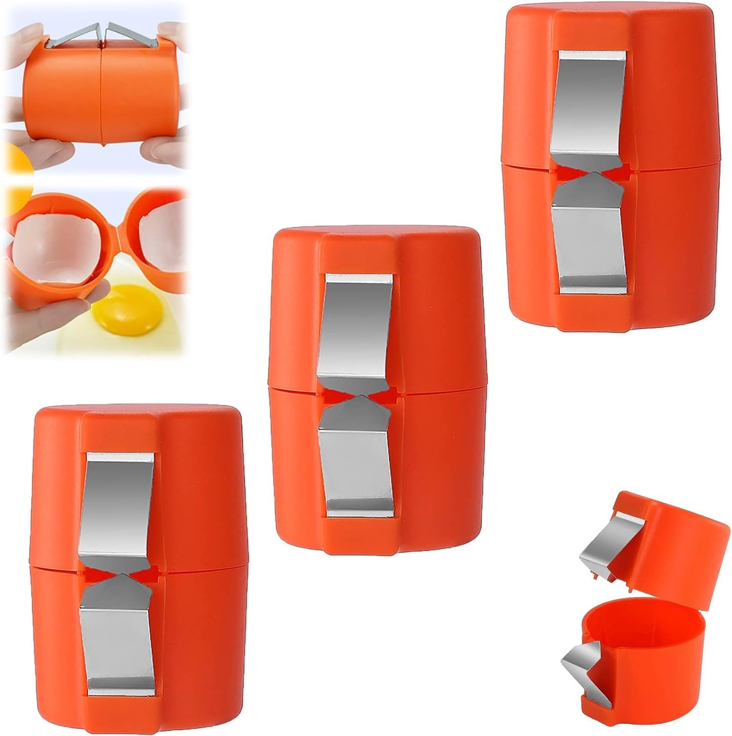 3 Pack Egg Cracker Tool, Egg Cracker Separator Tool, Handheld Egg Cutting Tool, Egg Shell Opener Kitchen Gadget, Eggshell Opener Baking Tools, Portable Egg Cracking Tool for Home Kitchen (Orange)
