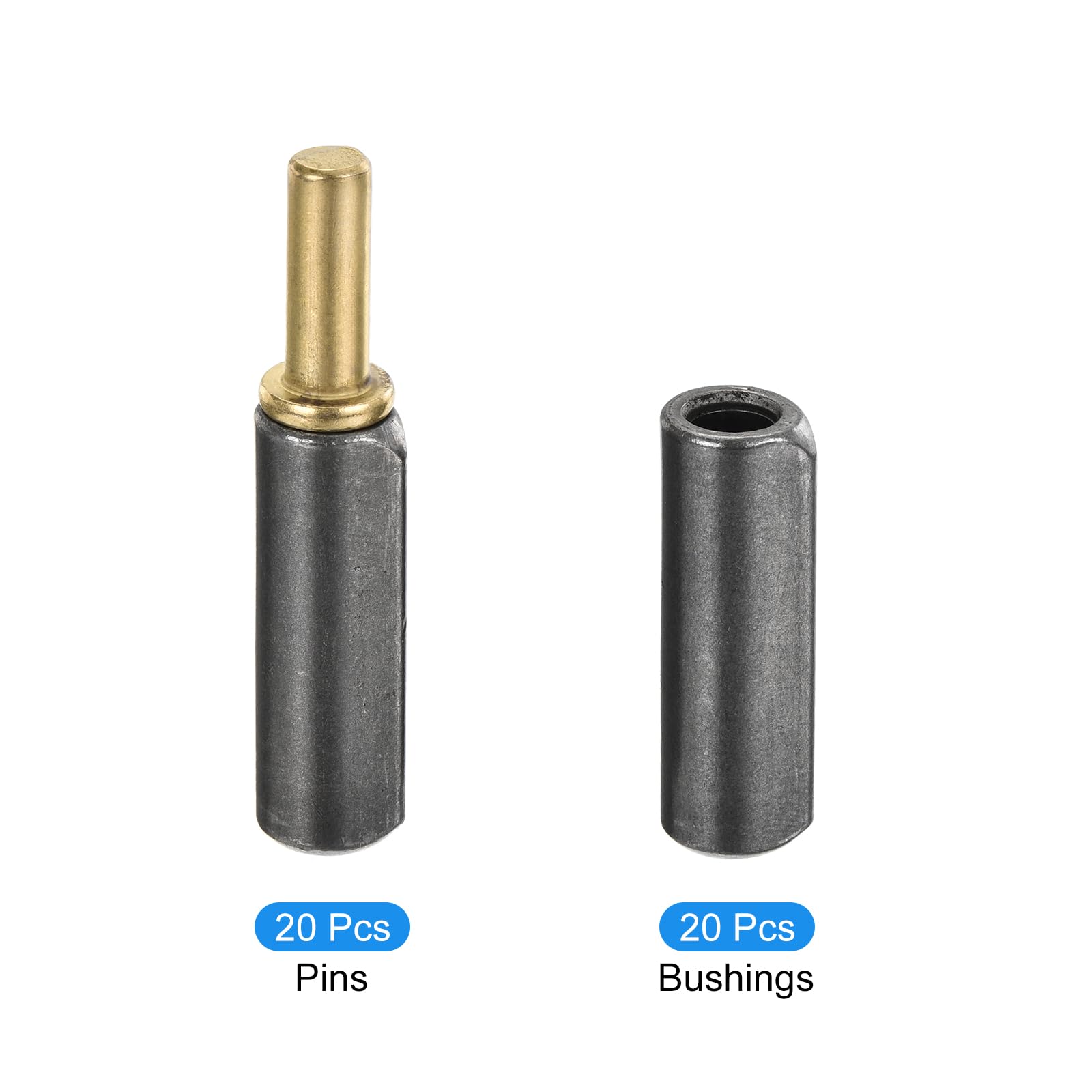 QUARKZMAN 20Pz Saldare Barile Cerniere 3-1/8"x8/16" LxP Carbonio Acciaio | 0.28" Perno OD, per Metallo Cancello Altalena Porta Rimorchio Ramp, Saldabile Staccabile, Barile Cerniere