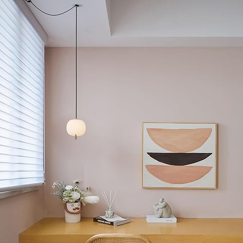 Miniatura 4 de JC TOPA Lámpara colgante de mediados de siglo de 16 pies, luz colgante de globo de vidrio esmerilado blanco con interruptor regulable y enchufe para