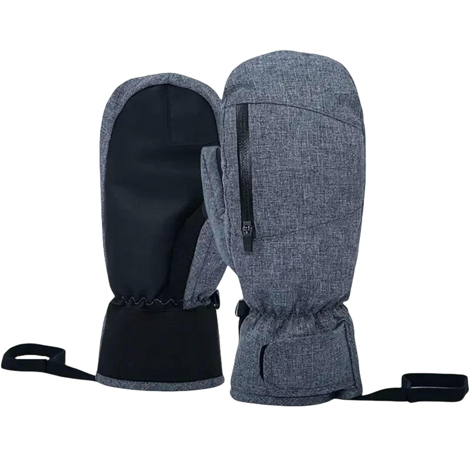 Guanti da Sci Invernali Touch Screen Impermeabile Neve Spessi Termici Uomo Donna Caldi Motoslitta Esterno-Grigio-l