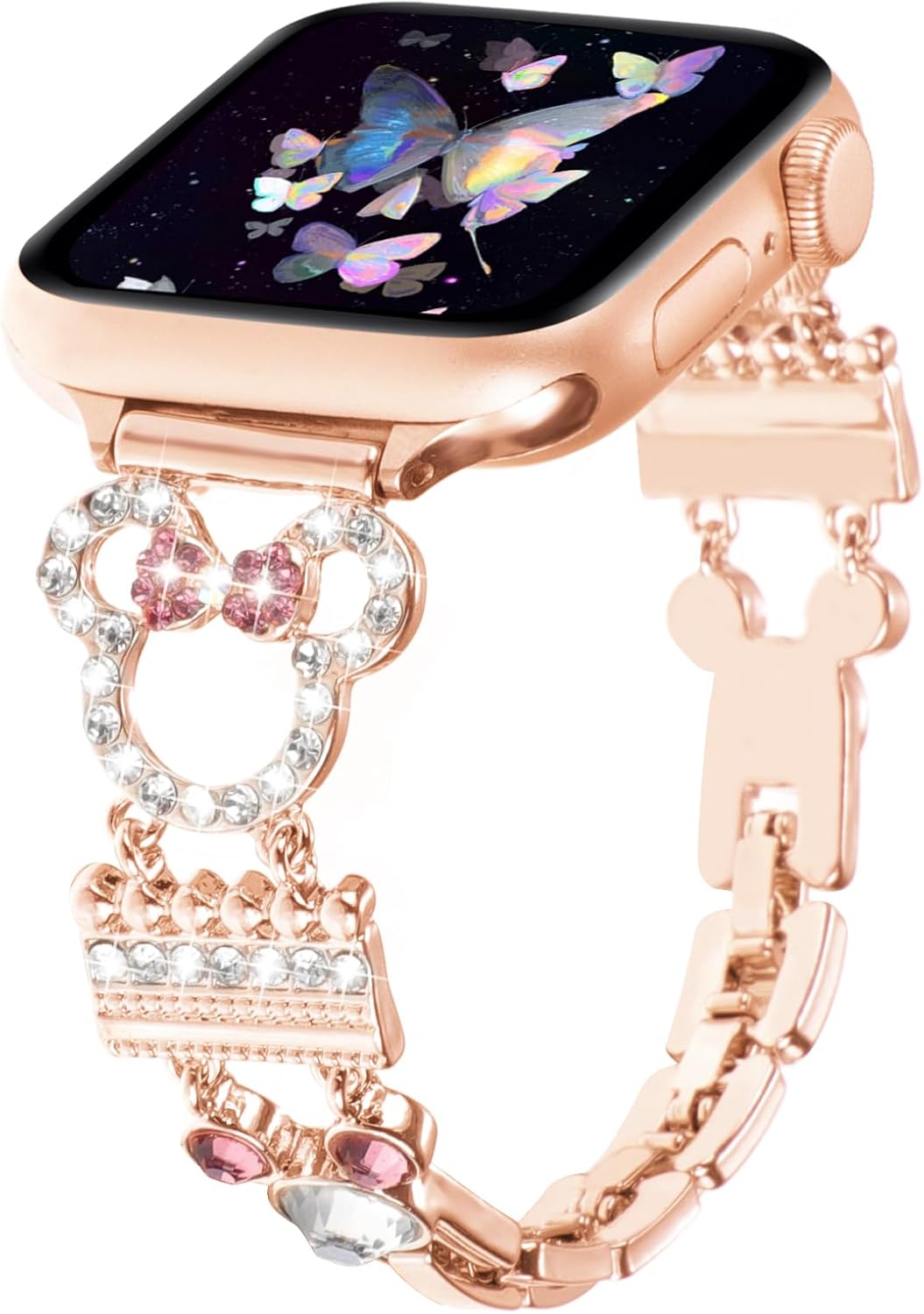 Bling Bracelet Band Compatible with Apple Watch Bands for Women 46mm 40mm 41mm 38mm 44mm 45mm 42mm 49mm, Cute Cartoon Dressy Jewelry Charm Metal Strap for iWatch Ultra 2 Series 10/9/8/7/6/5/4/3/2/1/SE Bling Bracelet Band Compatible with Apple Watch Bands for Women 46mm 40mm 41mm 38mm 44mm 45mm 42mm 49mm, Cute Cartoon Dressy Jewelry Charm Metal Strap for iWatch Ultra 2 Series 10/9/8/7/6/5/4/3/2/1/SE
